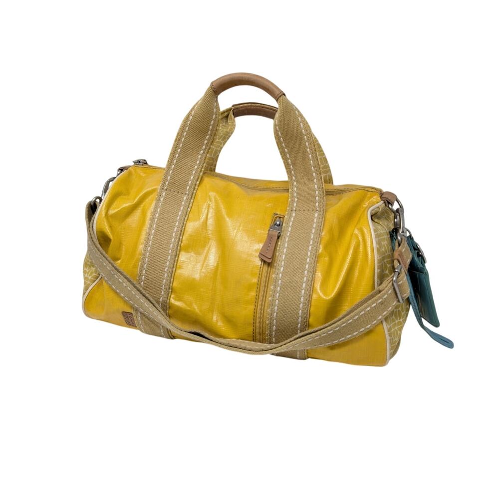 Fossil Key-Per Yellow Barrel Duffle Bag Coated Canvas Y2K Weekender